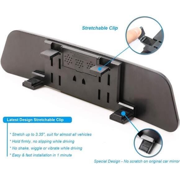 Rear View Mirror, 11.8 Inch Panoramic Anti-Glare Rearview Mirror, Car Interior - Picture 5 of 7